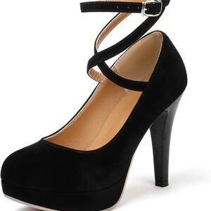 Classic Black Stiletto Heels with Suede Finish